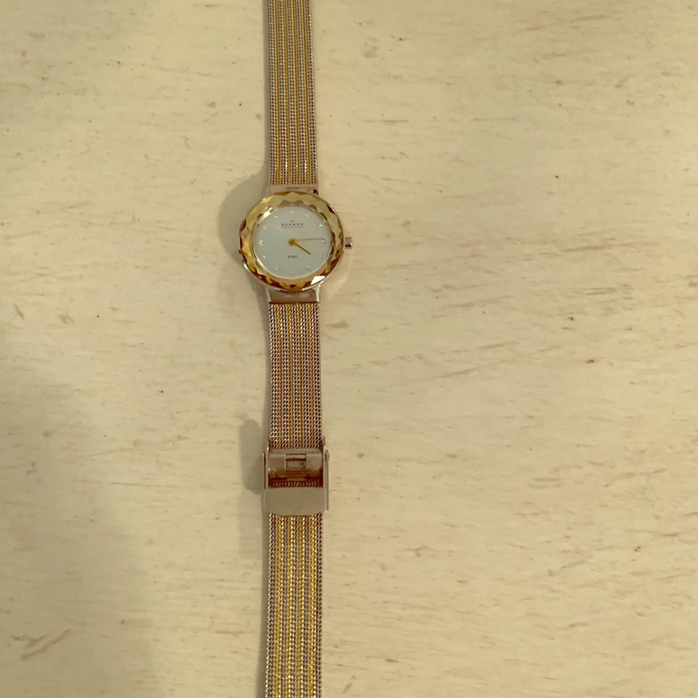 Skagen watch silver/gold with adjustable strap.